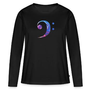 Clef de fa Je suis un musicien partition d'orchestre - T-shirt manches longues Premium bio Femme - noir - Devant - Julia (174cm)