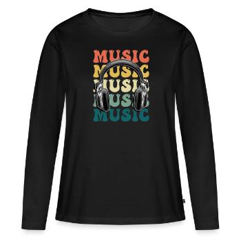 Musik Kopfhörer Disko Club DJ Festival - Frauen Premium Bio Langarmshirt - Schwarz - Vorne - Julia (174cm)