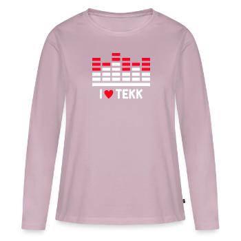 Club DJ Musik ich liebe TEKK Techno - Frauen Premium Bio Langarmshirt - Altrosa - Vorne - Julia (174cm)