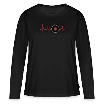 Musiker Disko DJ Mein Herz schlägt für Vinyl - Frauen Premium Bio Langarmshirt - Schwarz - Vorne - Julia (174cm)