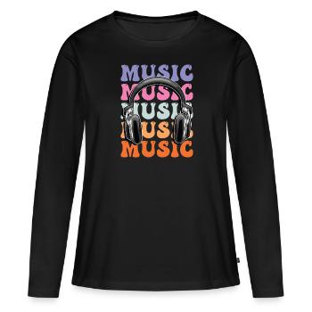 Musik Kopfhörer Disko Club DJ Festival - Frauen Premium Bio Langarmshirt - Schwarz - Vorne - Julia (174cm)