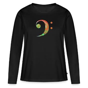 Clef de fa Je suis un musicien partition d'orchestre - T-shirt manches longues Premium bio Femme - noir - Devant - Julia (174cm)