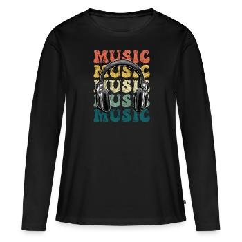 Musik Kopfhörer Disko Club DJ Festival - Frauen Premium Bio Langarmshirt - Schwarz - Vorne - Julia (174cm)