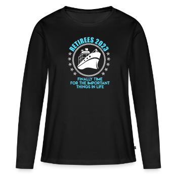Retraité 2023 skipper skipper retraite - T-shirt manches longues Premium bio Femme - noir - Devant - Julia (174cm)