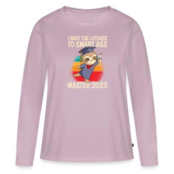 Master 2023 Licence à Clever Shit - T-shirt manches longues Premium bio Femme - rose poudré - Devant - Julia (174cm)