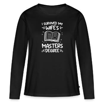 Ehefrau ich habe überlebt Frau Master Abschluss - Frauen Premium Bio Langarmshirt - Schwarz - Vorne - Julia (174cm)