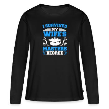 Überlebt meine Frau hat einen Master Abschluss - Frauen Premium Bio Langarmshirt - Schwarz - Vorne - Julia (174cm)