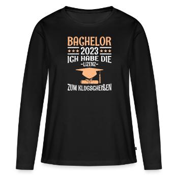 Licence pour baccalauréat. - T-shirt manches longues Premium bio Femme - noir - Devant - Julia (174cm)