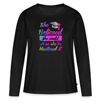 Sie hat es gemeistert Master Abschluss - Frauen Premium Bio Langarmshirt - Schwarz - Vorne - Julia (174cm)