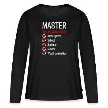 Kindergarten Weltherrschaft Master Abschluss - Frauen Premium Bio Langarmshirt - Schwarz - Vorne - Julia (174cm)