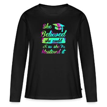 Sie hat es gemeistert Master Abschluss - Frauen Premium Bio Langarmshirt - Schwarz - Vorne - Julia (174cm)