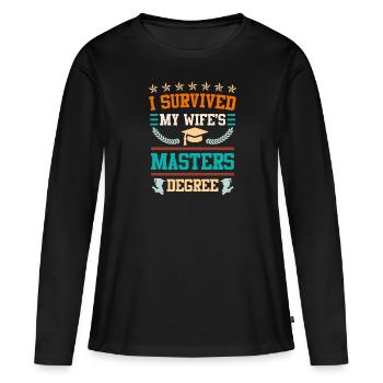 Ich habe überlebt Frau Master Abschluss - Frauen Premium Bio Langarmshirt - Schwarz - Vorne - Julia (174cm)