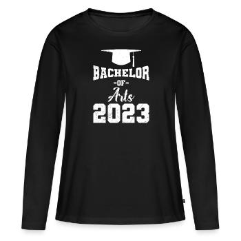 Baccalauréat ès arts 2023 Baccalauréat - T-shirt manches longues Premium bio Femme - noir - Devant - Julia (174cm)