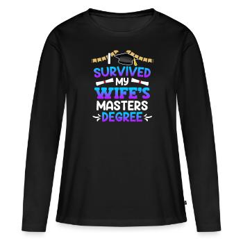 Überlebt meine Frau hat einen Master Abschluss - Frauen Premium Bio Langarmshirt - Schwarz - Vorne - Julia (174cm)