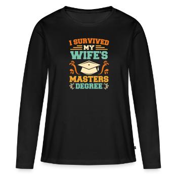Überlebt meine Frau hat einen Master Abschluss - Frauen Premium Bio Langarmshirt - Schwarz - Vorne - Julia (174cm)