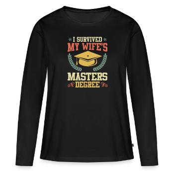 Survécu Ma femme a une maîtrise - T-shirt manches longues Premium bio Femme - noir - Devant - Julia (174cm)