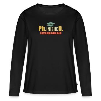 Doctorat phinished 2023 Doctorat - T-shirt manches longues Premium bio Femme - noir - Devant - Julia (174cm)