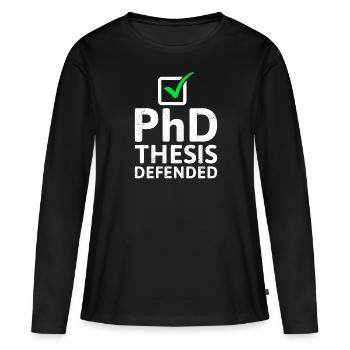 La thèse défend le titre de doctorat - T-shirt manches longues Premium bio Femme - noir - Devant - Julia (174cm)