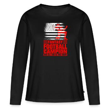Fantasy Football Champ Champion Fantasy Football - Frauen Premium Bio Langarmshirt - Schwarz - Vorne - Julia (174cm)