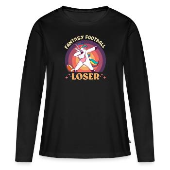 Fantasy Football Loser Einhorn Fantasy Football - Frauen Premium Bio Langarmshirt - Schwarz - Vorne - Julia (174cm)