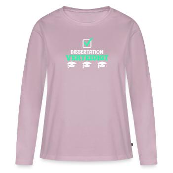 Dissertation Defend Doctor Ph.D titre de doctorat - T-shirt manches longues Premium bio Femme - rose poudré - Devant - Julia (174cm)