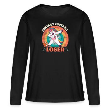 Fantasy Football Loser Einhorn Fantasy Football - Frauen Premium Bio Langarmshirt - Schwarz - Vorne - Julia (174cm)