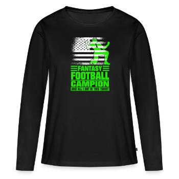 Fantasy Football Champ Champion Fantasy Football - Frauen Premium Bio Langarmshirt - Schwarz - Vorne - Julia (174cm)
