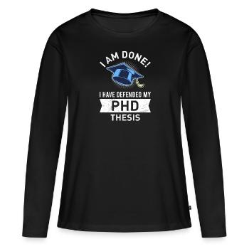 La thèse défend enfin le doctorat - T-shirt manches longues Premium bio Femme - noir - Devant - Julia (174cm)