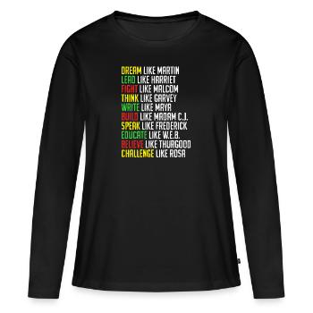 Histoire des Noirs Martin Luther King Afrique - T-shirt manches longues Premium bio Femme - noir - Devant - Julia (174cm)