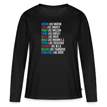 Histoire des Noirs Martin Luther King Afrique - T-shirt manches longues Premium bio Femme - noir - Devant - Julia (174cm)