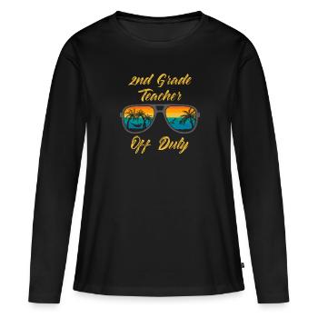 Professeur de classe de deuxième classe en congé Professeur de vacances - T-shirt manches longues Premium bio Femme - noir - Devant - Julia (174cm)