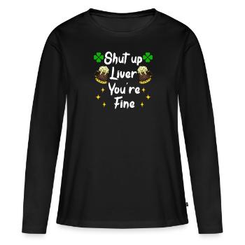 Liver be calm drink beer Irish beer - Women's Premium Organic Long Sleeve Shirt - black - Front - Julia (174cm)