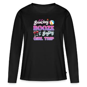 Plages Alcool Bêtes Filles Voyage Spring Break - T-shirt manches longues Premium bio Femme - noir - Devant - Julia (174cm)