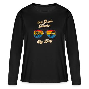 Professeur de classe de deuxième classe en congé Professeur de vacances - T-shirt manches longues Premium bio Femme - noir - Devant - Julia (174cm)