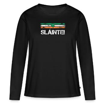 Slainte Irland Trinkspruch - Frauen Premium Bio Langarmshirt - Schwarz - Vorne - Julia (174cm)