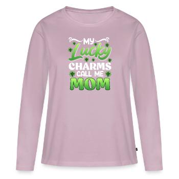 My Lucky Charms Call me Mom Mama - Women's Premium Organic Long Sleeve Shirt - dusky pink - Front - Julia (174cm)
