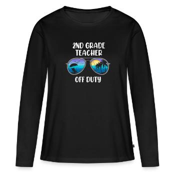 Professeur de classe de deuxième classe en congé Professeur de vacances - T-shirt manches longues Premium bio Femme - noir - Devant - Julia (174cm)