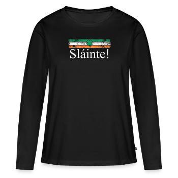Slainte Irland Trinkspruch - Frauen Premium Bio Langarmshirt - Schwarz - Vorne - Julia (174cm)