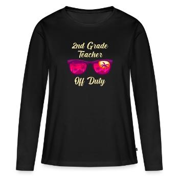 Professeur de classe de deuxième classe en congé Professeur de vacances - T-shirt manches longues Premium bio Femme - noir - Devant - Julia (174cm)