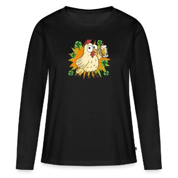 Poulet de la Saint-Patrick - T-shirt manches longues Premium bio Femme - noir - Devant - Julia (174cm)