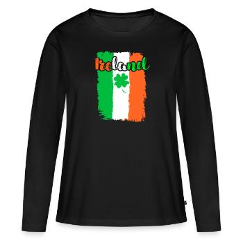 Irlande Trèfle Saint-Patrick - T-shirt manches longues Premium bio Femme - noir - Devant - Julia (174cm)