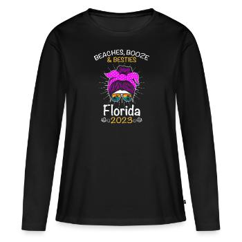 Plages Alcool Besties Floride 2023 Spring Break - T-shirt manches longues Premium bio Femme - noir - Devant - Julia (174cm)