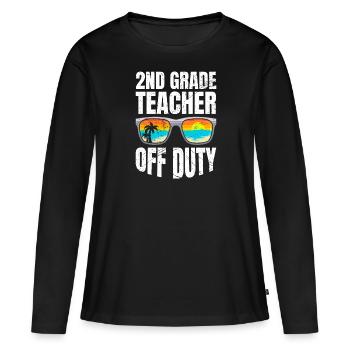 Professeur de classe de deuxième classe en congé Professeur de vacances - T-shirt manches longues Premium bio Femme - noir - Devant - Julia (174cm)