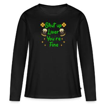 Liver be calm drink beer Irish beer - Women's Premium Organic Long Sleeve Shirt - black - Front - Julia (174cm)