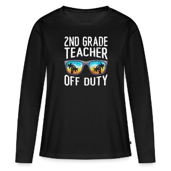 Professeur de classe de deuxième classe en congé Professeur de vacances - T-shirt manches longues Premium bio Femme - noir - Devant - Julia (174cm)