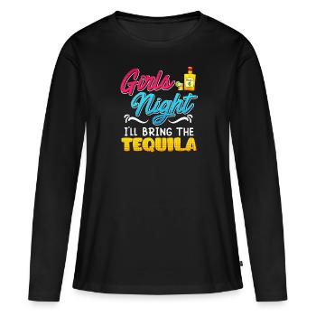 Girls Night J’apporte la Tequila Spring Break - T-shirt manches longues Premium bio Femme - noir - Devant - Julia (174cm)