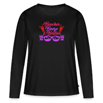 Beache Booze et Besties Summer Holiday Spring Break - T-shirt manches longues Premium bio Femme - noir - Devant - Julia (174cm)
