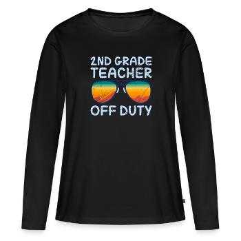 Professeur de classe de deuxième classe en congé Professeur de vacances - T-shirt manches longues Premium bio Femme - noir - Devant - Julia (174cm)