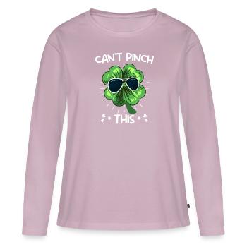 Je ne peux pas pincer ce trèfle Saint-Patrick - T-shirt manches longues Premium bio Femme - rose poudré - Devant - Julia (174cm)