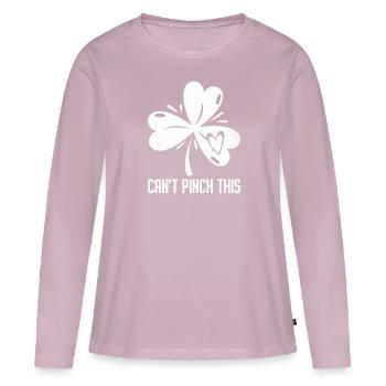 Je ne peux pas pincer ce trèfle Saint-Patrick - T-shirt manches longues Premium bio Femme - rose poudré - Devant - Julia (174cm)